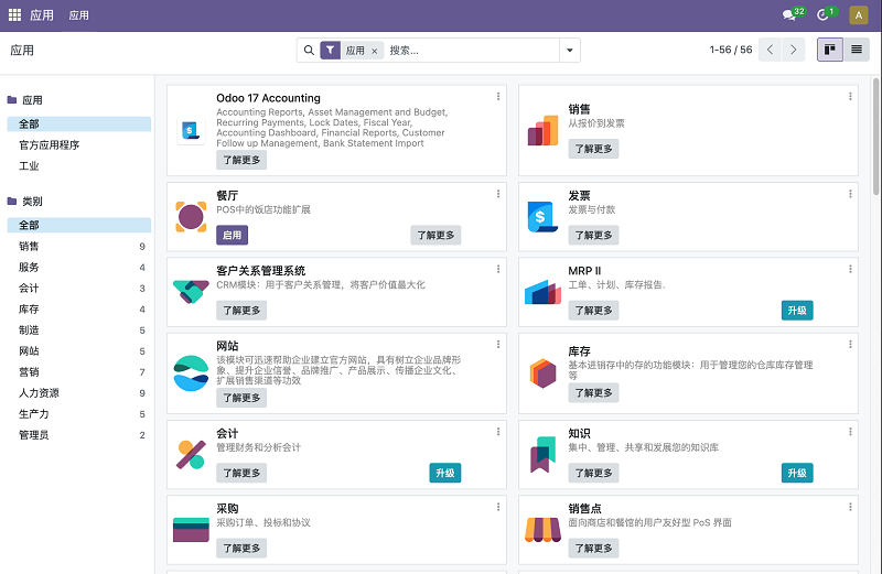 Odoo主要功能模块